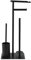 Toilet Roll Holder Free- Standing Paper Holder with Toilet Brush and Shelf Bathroom Floor Standing Toilet Roll Dispenser Matte Black Toilet Brush 10x6x24in