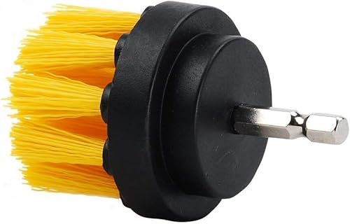 Yellow 2Inch Diameter Drill Powered Stiff Scrub Cleaning Brush Heavy Duty Cleaning Applications Bathroom Surfaces Finish Compound, Hard Water Stains, Rust Grout Cleaner, Tile and Grout Cleaning Brush