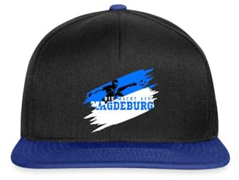 Spreadshirt Die Macht Aus Magdeburg Fußball Fan Snapback Cap, One Size, Schwarz/Königsblau