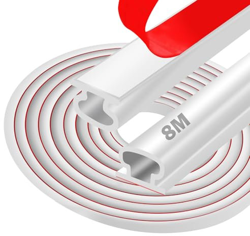 Ezitruz 8M Blanco Junta de Goma Burlete Ventana Puerta, TPE Tira De Sellado Para Puertas, Tipo D Burlete Goma Autoadhesiva Burlete Junta Puerta Casa Aislante Frío, Ruido