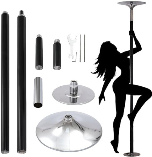 Peole de Baile para casa, Pole de Stripper de Silicona, Poste de Baile estático y Giratorio para apartamento en el Gimnasio en casa, Altura 2.2-2.75 m Polo de Baile de Entrenamiento de Fitness Black