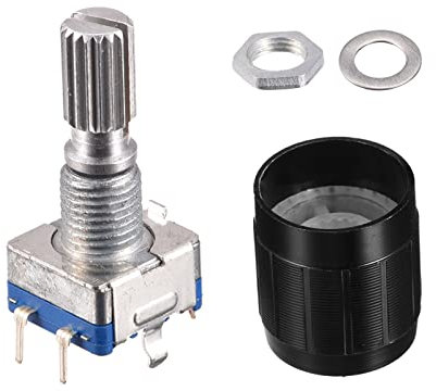 QUARKZMAN Rotary Encoder Code Switch Potentiometer EC11 7 Pins with Black Knobs 1set