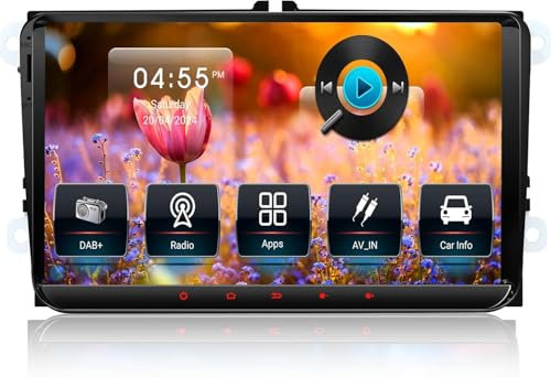 DAB+ Autoradio für VW Golf 5 6 T5 Polo Sharan Passat Tiguän,[Android 13.0 4GB+64GB 2.0Ghz] CAWELL Doppel DIN Radio mit 4G/Navi/Bluetooth (9 Zoll, 2.0GHz,8-Core Android 13 mi DAB)