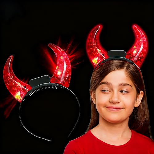 XineYuor Teufelsohren, 2PCS Teufel Hörner Led,Teufelshörner Leuchtend Haarband Haarreifen Fasching Karneval Halloween Party Kostüm Haarschmuck Stirnband Headwear Hörner für Damen Mädchen Karneval