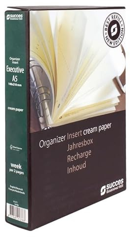 Succes Executive/A5 Organizer Jahresbox 2026 1 Woche auf 2 Seiten Creme Mehrsprachig