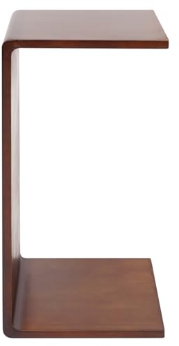 Dokiiovo Beistelltisch C Form, C-förmiger Couchtisch aus Holz, Gummibaumholz Kaffeetisch, Freistehend Sofatisch für Wohnzimmer, Schlafzimmer, Ruhebereiche, Höhe 60cm (Walnussbraun)