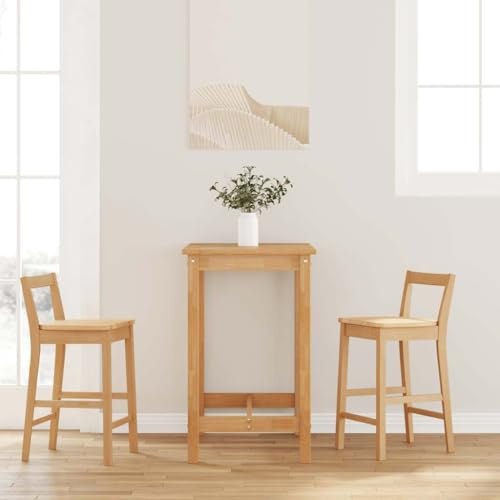 HETFTJN Barhocker 2er Set Massivholz 79,5 cm Gummibaum Natur Barstuhl mit ergonomischer Lehne und 110 kg Belastbarkeit Modernes Design für Küche Esszimmer Balkon und Home Bar