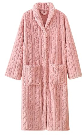 Long Fluffy Dressing Gowns Or En Snoodies - Dressing Gowns For Women Uk Wit | Buttons Plush Robe Flannel Collar Jacquard Button Up BathRobe Front Pockets Thermal Fleece Gowns Soft BathRobe