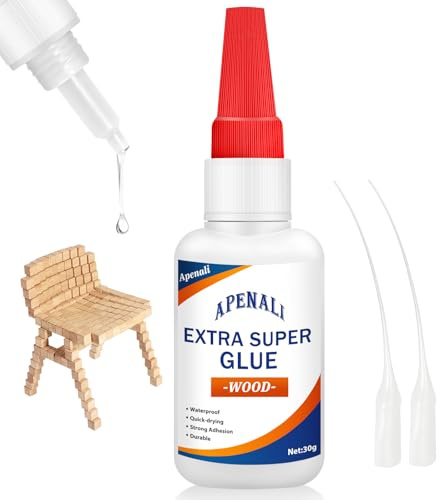 Surcotto 30g Wood Glue, Wood Glue Strong for Furniture, Fast Setting, Dries Clear, Wood Adhesive for All Wood, Wooden Furniture, Wooden Crafts - 2 Applicator Nozzles