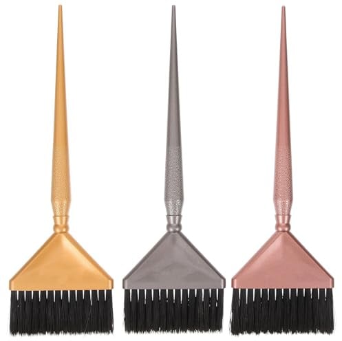 VILLCASE 3 Stück Haarfärbepinsel mit Ergonomischem Griff Nylonborsten Kunststoff Schüssel zum Haare Färben Zubehör für Salon Zuhause