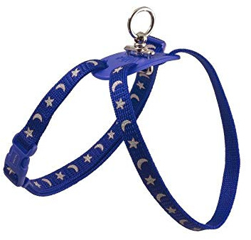 Ancol Nylon Figure 8 Cat Harness Moon & Stars Design Blue Reflective Easy Fit Comfortable Safe Walking Accessory for Cats and Kittens