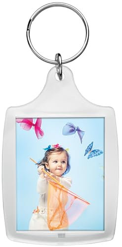 Snapins Acryl Foto Snap Schlüsselanhänger – 25 Pack, Plastik, Farblos, 1 3/8 x 1 3/4