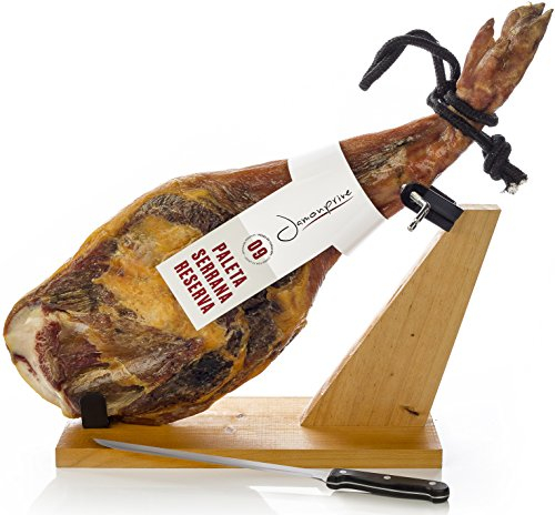 Serrano Schinken Reserva Halbentbeint (Vorderschinken) + Schinkenhalter + Messer 4 - 4.5 Kg
