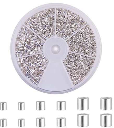 PandaHall Elite – 1 Set Zwischenperlen zum Einfassen, aus Messing, Farben gemischt, 1,5 - 2,5 mm, Loch: 1 ~ 2 mm, Messing, silber