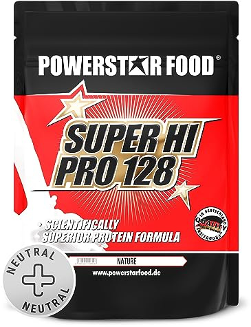 Powerstar Super Hi Pro 128 Natur 1kg - Mehrkomponenten Protein-Pulver | ohne Süßungsmittel höchstmögliche biologische Wertigkeit - neutrales Eiweisspulver mit 81 Prozent Protein - zum Muskelaufbau