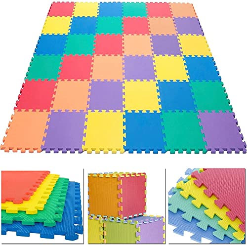 FB FunkyBuys® Kinderbodenmatte aus EVA-Schaumstoff, mehrfarbig, ineinandergreifende Puzzles, Spielteppich, Schlafzimmer, Fliesen, 30 x 30 cm, 10 Stück