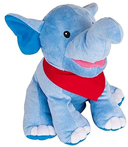 Goki 51548 Handpuppe Elefant Nira, blau/rot