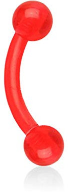 viva-adorno® Piercing Banane Augenbrauenpiercing Kunststoff Acryl Kugeln Größen Z306 rot, 1,2x8x3mm