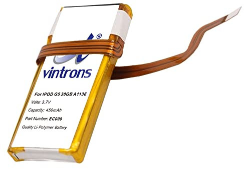 VINTRONS 616-0227, 616-0229, 616-0230, EC008 Battery For iPod G5 30GB A1136,