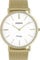 Oozoo Vintage Armbanduhr mit Edelstahl Milanaise Metallband 44 MM Weiß/Goldfarben C9908