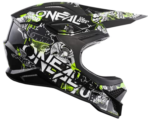 O'NEAL | Motocross-Helm | Motocross Enduro | , ABS Schale, Lüftungsöffnungen für optimale Belüftung & Kühlung | 3SRS Helmet Attack 2.0 | Erwachsene | Schwarz Gelb | Größe XL