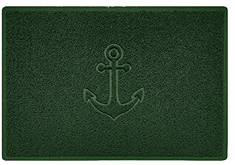 Nicoman Anchor Embossed Shape Door Mat Dirt-Trapper Washable Barrier Doormat-(Use Indoor or Sheltered Outdoor)-(90x60cm/3x2ft,Large) Green