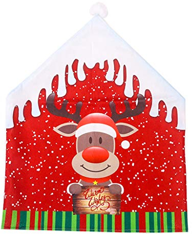 Ansenesna Stuhlhussen Weihnachten Deko Elch Weihnachtsmann Schneemann Husse Rentier Stuhlüberzüge Christmas Dekoration Für Festlich Party (47x60cm Elch)