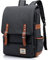 Junlion Sac à Dos rétro pour Ordinateur Portable pour Femmes et Hommes, Sac à Dos Mince pour école et Collège pour Macbook 15,6 pouces Noir