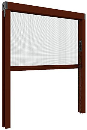 Zanzanet Zanzariera Verticale 50 mm da Incasso per finestre su Misura Personalizzabile a Catena Antivento Telaio con Profilo Robusto e Resistente in Alluminio Made in Italy Marrone