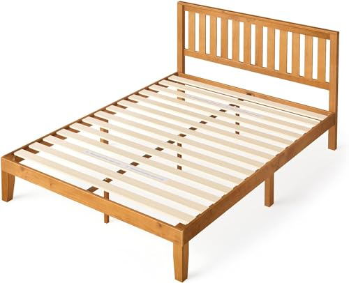 ZINUS 30 cm Alexia Sommier plateforme avec tête de lit | Base solide en bois | Support à lattes en bois | Facile à monter | Rangements sous le lit | 160 x 200 cm | Pin rustique