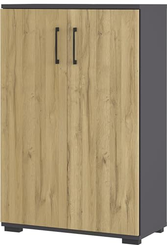 Germania Aktenschrank 4247-564 GW-Profi, in Graphit/Grandson-Eiche-Nb., mit Metallgriffen, 80 x 123 x 40 cm (BxHxT)