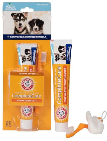 Arm & Hammer Complete Care Puppy Dental Kit - Includes: 67.5g Toothpaste (Peanut Butter), Small Toothbrush, Microfiber Brush 2 Count (Pack of 1), White
