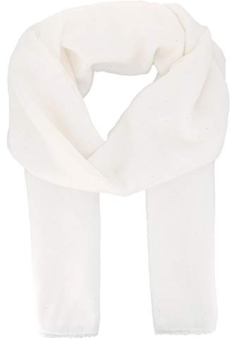 moonbow Weißer Damen Schal Tuch Pailletten 20% Baumwolle 80% Viskose - Langer und Rechteckiger Maxi Schal 180cm x 70cm - Glitzernder Original Tücher Modern und Modisch - Hochzeit Stola