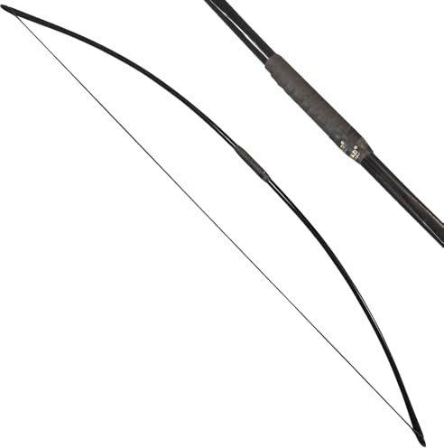 ZSHJGJR 66 Archery Traditional Hunting English Longbow 25-150LBS One-Piece Recurve Bow Straight Bow Right/Left Handed for Outdoor Hunting Target Shooting (Black, 55lbs)