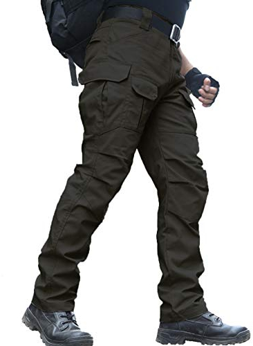 zuoxiangru Pantalon résistant à l'eau pour Homme Pantalon de Travail Cargo de l'armée de Combat Tactique Coupe décontractée avec Poches Multiples (#56 Noir, Tag L)