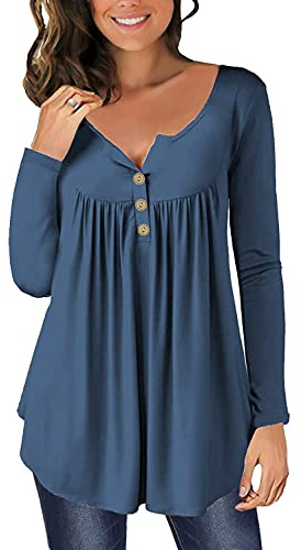 Tshirt Manche Longue Femme Tunique Haut Décontractés Amples Coton Chemise Chic et Élégant Blouse Vêtements 2026