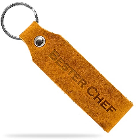 Tumatsch Schlüsselanhänger Samui aus Echt-Leder, Fair-Trade, nachhaltige Handarbeit inkl. Geschenk-Box (Braun, Bester Chef)
