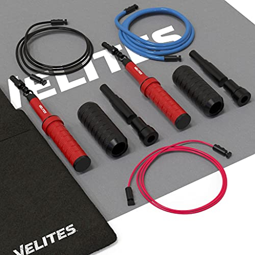 Velites Earth 2.0 Red Aluminium Jump Rope Pack with Ballasts, Cables, Mat, and 1-month Training App Access