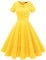 Wedtrend Vintage Kleid Rockabilly Cocktail Kleid Kurzer Ärmel Kleid Faltenrock YellowSmallWhiteDot WTP20007 YellowSmallWhiteDot M