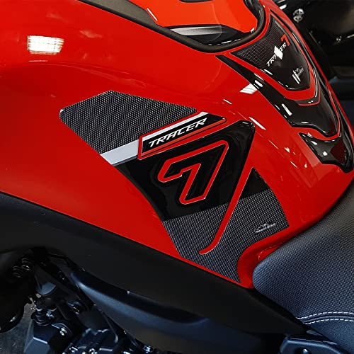 Resin Bike Adesivi Moto Compatibile con Yamaha Tracer 7 2021. Protezioni Laterali Serbatoio da Urti e Graffi. Coppia Adesivi Resinati con Effetto 3D - Rosso