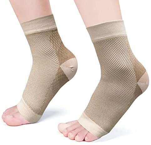 Sport Sprunggelenk bandage, Fußgelenk-Bandage Knöchelbandage für Herren und Damen lindern Fersensporn, Plantarfasciitis und Fuß Schmerzen, Kompressionssocken für Fussball Fitness (3XL EU 46+, Khaki)