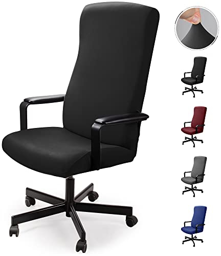 Eozakavod Funda de Silla de Oficina Modernas Estilo Simplista Cubiertas de la Silla de la computadora de Oficina Cubierta de la Silla Oficina removible (no Incluye Sillas)(Negro,2L)-N