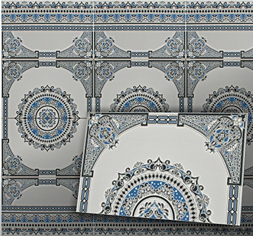 maurische Wandfliesen im Design Asni blau weiß (Motivfliese)
