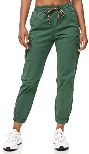 Tazzio Pantalon Cargo pour Femme Coupe Droite F600, Vert fumé, XS