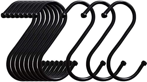 BWEISSTH S-förmige Haken, 24 Stück, 8,1 cm, schwarz, Schwermetall, S-förmige Haken, geeignet für Küche, Bad, Büro, Garten oder Outdoor-Aktivitäten