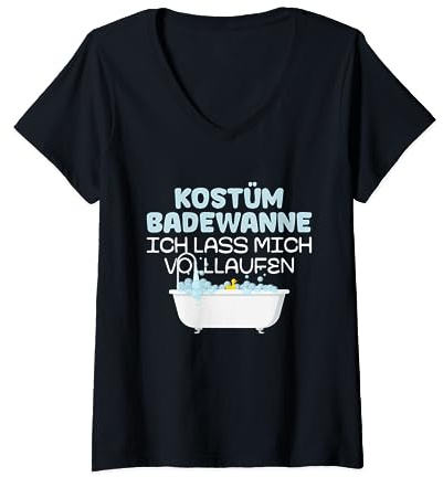 Kostüm Badewanne Fasching Fasnacht Lustige Karneval Kostüme T-Shirt mit V-Ausschnitt