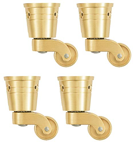 OITTo 4-teilige Lenkrollen, Metall-Lenkrollen, bewegliche Lenkrollen, 360 ° -Lenkrolle, Messing-Möbelrollen, Retro-Rundschalenrollen, 100 kg Tragfähigkeit, für Sessel, Sofa, Stuhl, Schrank