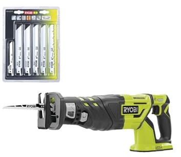 Pack RYOBI - Scie sabre Brushless R18RS7-0 - 18V OnePlus - sans batterie ni chargeur - Lot de 6 lames RAK06RB universelles bois et métal 100/152 mm