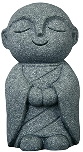livelyfish Japanische Buddha-Mönch-Statue, Bosatsu, Feng Shui, betender Mönch, Sandstein, glücklich/lächelnde Miniaturfigur, Ornament für Aquarium, Haus, Garten, Dekoration, 7