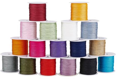 PH PandaHall 360m 0.6mm Nylon Perlenschnur, 18 Farben Armbandschnur Faden Geflochtene Schnur Chinesische Knotenschnur für Schmuckherstellung Makramee Freundschaftsarmbänder Weihnachtsschmuck